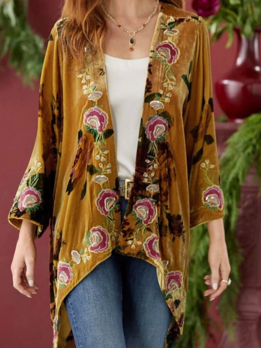 Sundance Floral Dance Velvet Kimono